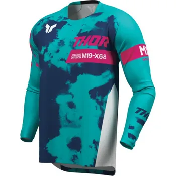 Moto dres Thor 2912 - 2588 Youth Launchmode Bleach dres white/aqua vel.L