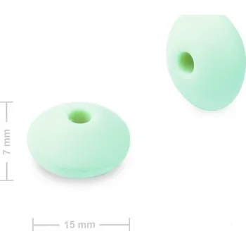 Korálek Silikonové korálky lentilky 12x7 mm Mint Green