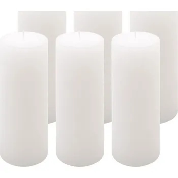 Svíčka Bílá parafínová svíčka rustikální 20 cm, 90 h, sada 6 ks