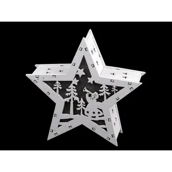 Vánoční dekorace Vánoční svítící hvězda Ø12 cm - bílá teplá