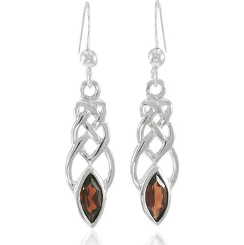 Náušnice ZAUZLOVANÉ NÁUŠNICE s granátem, Ag 925