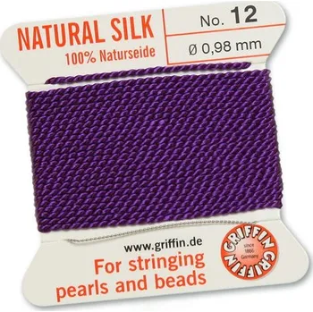 Korálek GRIFFIN Hedvábná nit s jehlou 0,98 mm/2m tmavě fialová