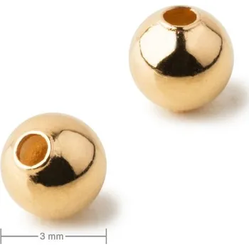 Korálek Kovový korálek dutý 3 mm v barvě zlata