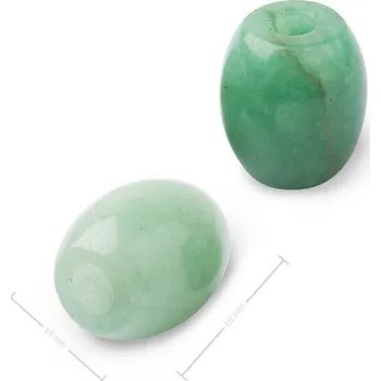 Přívěsek Korálek soudek z minerálu Avanturín s velkým průtahem pro Macramé 18x16 mm