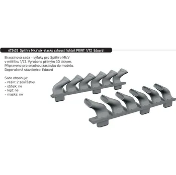 Plastikový model Eduard 1/72 Spitfire Mk.V six-stacks exhaust fishtail PRINT (EDUARD)