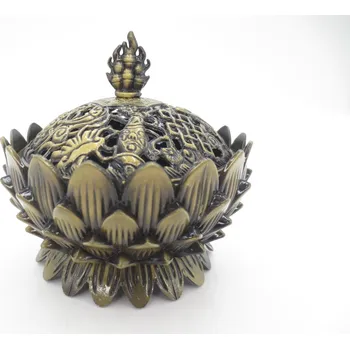 Mani Bhadra Mani Bhadra Kadidelnice mosazná s pokličkou (bronzová barva), 9,5 x 9 cm