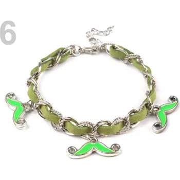Šperk Náramek kovový kníry - 6 zelená limetková