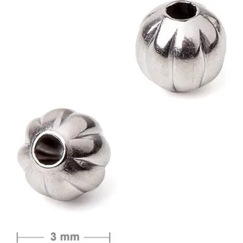 Materiál na výrobu šperku Ozdobný korálek z chirurgické oceli 316L dutý 3 mm