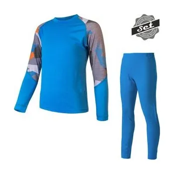 Dětské termoprádlo Sensor Dětský set Sensor Merino Impress triko DR + kalhoty DN modrá/camo