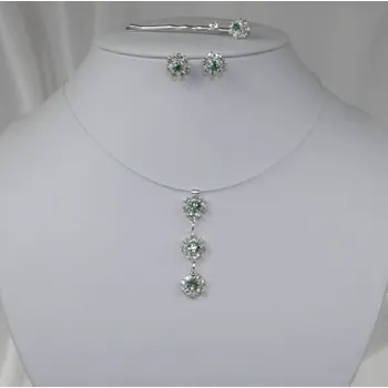 Souprava šperků Soupravy bižuterie - Lehké štrasové šperky - 5804-0023+5802-0059+5805-0022 - MS05 - Krystal, světle zelená - stříbro