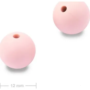 Dětské navlékací korálky Silikonové kulaté korálky 12 mm Baby Pink