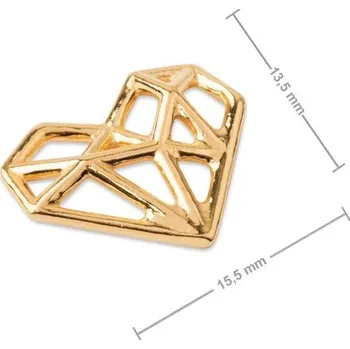 Přívěsek Stříbrný spojovací díl origami srdce pozlacený 24K zlatem