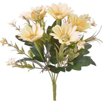 umělá květina Umělá kytice kopretin s listy meruňková 29 cm