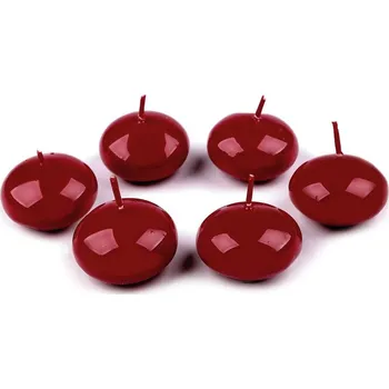 Svíčka Plovoucí svíčky Ø4,5 cm 6 kusů - 15 červená tmavá - lesk