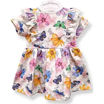 Kojenecké oblečení Le Bebe Šaty s volánky krátký rukáv Kopretiny a motýli - 110