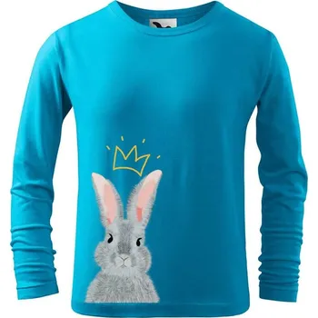 DOBRÝ TRIKO Dětské triko s potiskem Králík s korunkou Velikost: 158/12 let, Barva: Tyrkysová