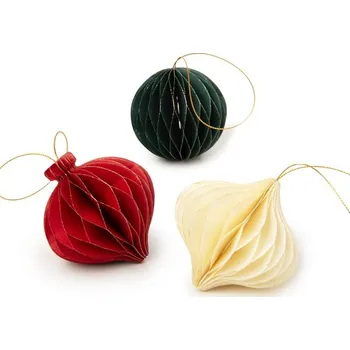 kreativní sada Papírové dekorace ve tvaru vánočních koulí 3ks