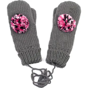 Módní doplněk Rukavice s bambulí šedé