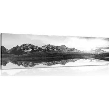 Obraz Dovido Obraz skvostný západ slunce nad horami v černobílém provedení