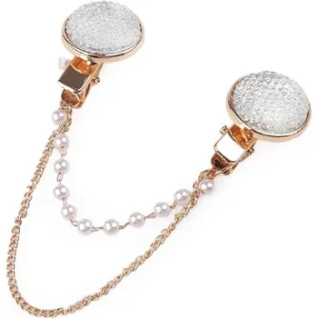 Brož Spona dragoun s broušenými kamínky a perlami - 6 crystal zlatá