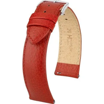 Řemínek na hodinky Řemínek Hirsch Kansas - červený - 22 mm - L – Standardní délka (doporučujeme) - 20 mm - Stříbrná + 5 let záruka a dárek ZDARMA