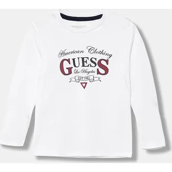 Dětské bavlněné tričko s dlouhým rukávem Guess N5YI21.K8HM4.9BYA bílá 00X, vel. 113-118