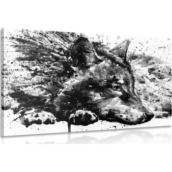 Obraz Dovido Obraz vlk v akvarelovém provedení v černobílé barvě