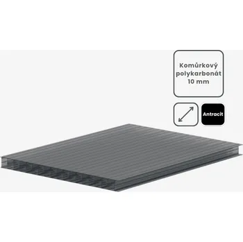 Střecha Komůrkový polykarbonát tl.10mm antracit Rozměr desky: 1050x3000mm