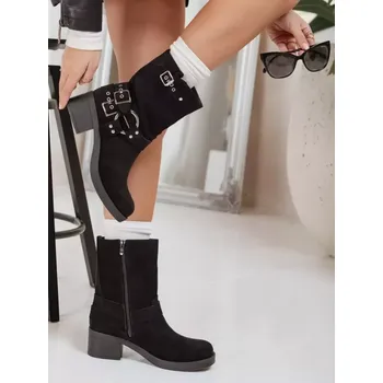 Dámské kozačky Dámské boty DSTREET ZY1255 ČERNÁ 38