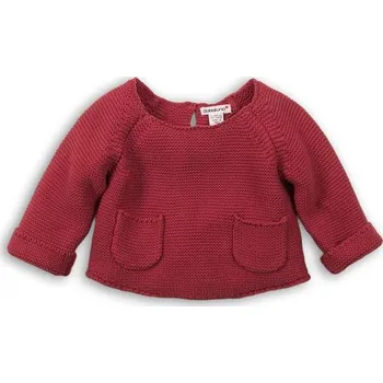 Svetr dívčí s kapsami, Minoti, BIRDCAGE 3, červená - 80/86 | 12-18m