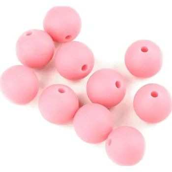 Dětské navlékací korálky Silikonové korálky Ø12 mm 10 ks - 2 růžová sv.
