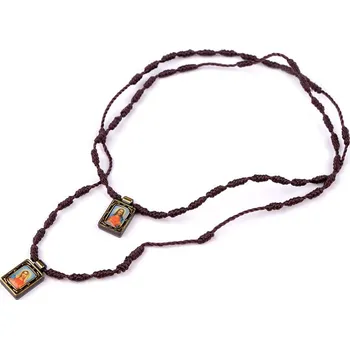 Náhrdelník Růženec šňůrkový drhaný náhrdelník / náramek - hnědá