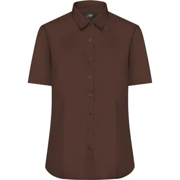 Dámská košile James & Nicholson (Daiber) Dámská košile s krátkým rukávem JN679 - Hnědá | XS