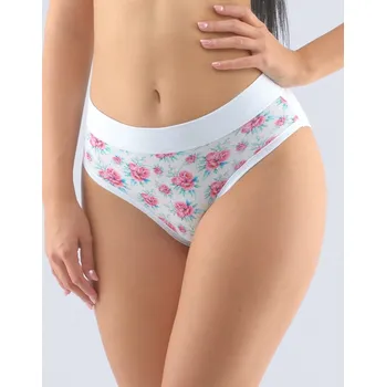 Kalhotky GINA dámské kalhotky klasické, širší bok, šité, s potiskem Disco XVI - bílá růžovofialová - 46/48