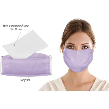 rouška Ústní rouška s vloženým nanovlákenným filtrem - fialová 1335/201