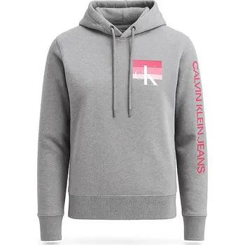 Dámská mikina Calvin Klein dámská mikina s kapucí šedá