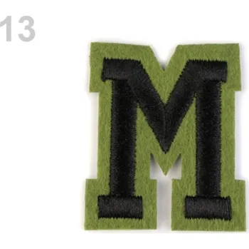 Textilní nažehlovací páska Nažehlovačka písmena černo/zelená - 13 "M" zelená