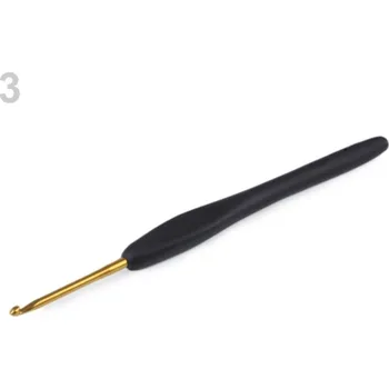 Jehla na filcování Háček na háčkování se silikonovou rukojetí vel. 2; 2,5; 3; 3,5; 4; 4,5; 5; 5,5; 6 - 3 (3 mm) černá