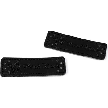 Textilní nažehlovací páska Eko kůže cedulka / ozdoba / nášivka Handmade 15x50 mm 5 kusů - 4 černá