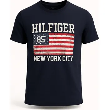 Tommy Hilfiger Pánské Tričko s Krátkým Rukávem Flag Core Navy Blue