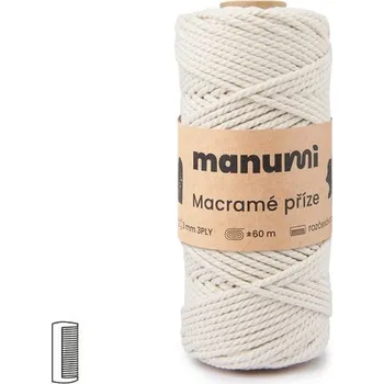 Příze Manumi Macramé příze stáčená 3PLY 3mm natural