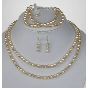 Dětské navlékací korálky Soupravy bižuterie - Korálky a perličky - 5-7201-0009+7202-0008+7203-0012 - MS01 - Bílé perly - stříbro