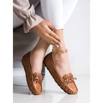 Dámské mokasíny Hnědé mokasíny s mašlí - 36