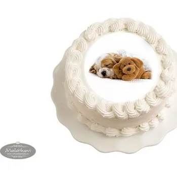 Jedlá dekorace na dort breAd. & edible Jedlý papír Roztomilý pejsek s plyšáčkem 20 cm
