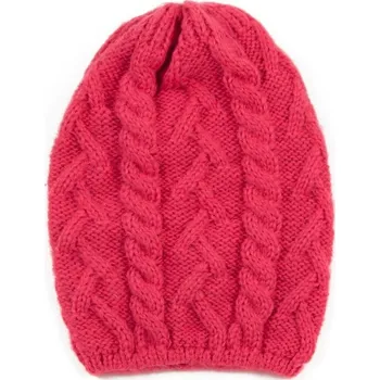 Čepice Pletená čepice s copánkovým vzorem růžová