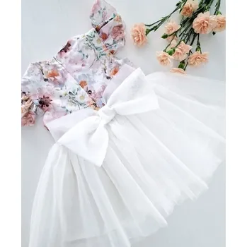 Kojenecké šaty Helen Tylové šaty Creamy Flowers s bílou sukýnkou - 116