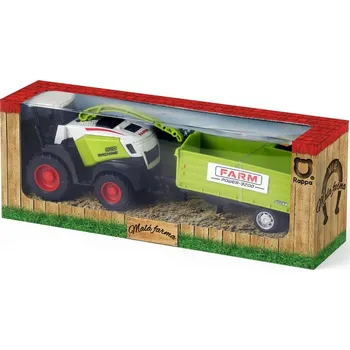 Traktor/kombajn kovový s vlečkou 4 druhy - D