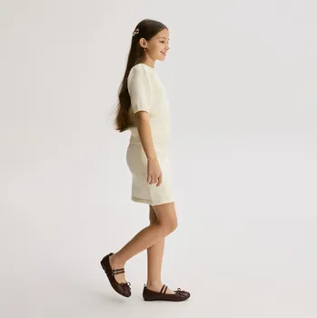 Dívčí svetr Reserved - Úpletová sukně - krémová - 843CF-01X - 843CF-01X-128