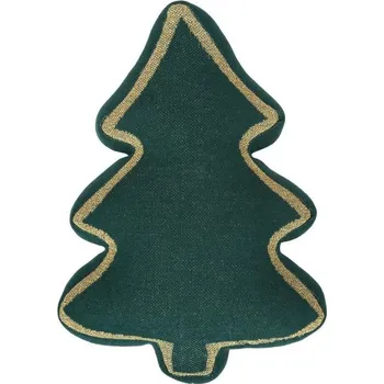 Bytový textil SCANquilt pletený polštářek STROMEK LUREX zelenostříbrná/zlatá vánoční dekorace