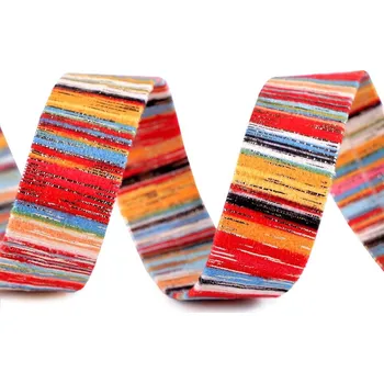 METRÁŽ Lampas / prýmek s lurexem šíře 25 mm - 2 multikolor zlatá